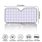 Blue And Purple Tattersall Pattern Print Car Windshield Sun Shade