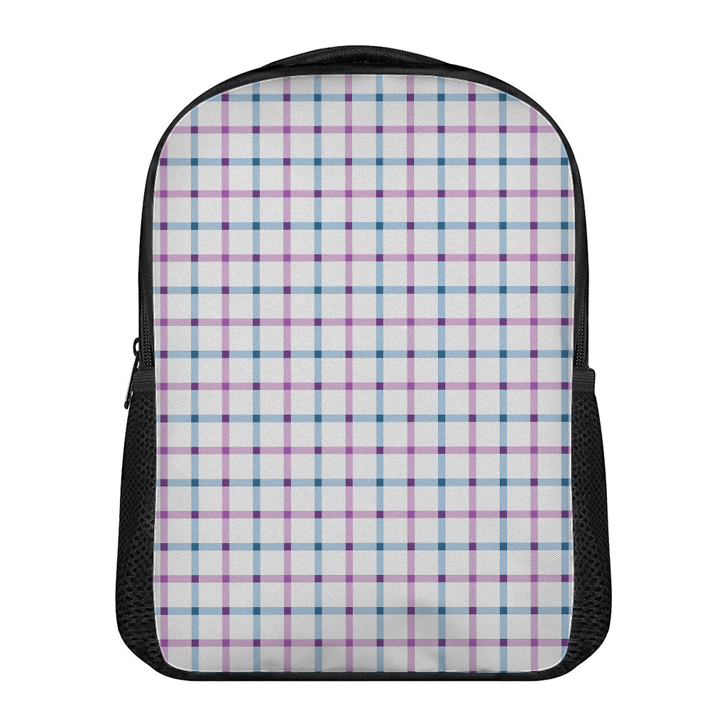 Blue And Purple Tattersall Pattern Print Casual Backpack