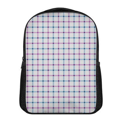 Blue And Purple Tattersall Pattern Print Casual Backpack
