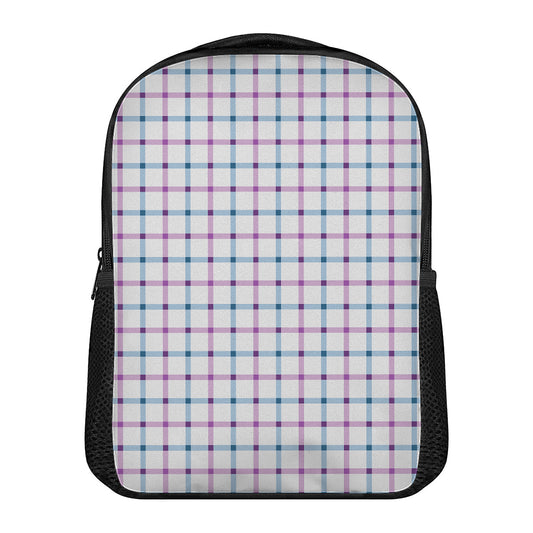 Blue And Purple Tattersall Pattern Print Casual Backpack
