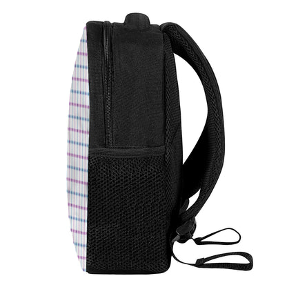 Blue And Purple Tattersall Pattern Print Casual Backpack