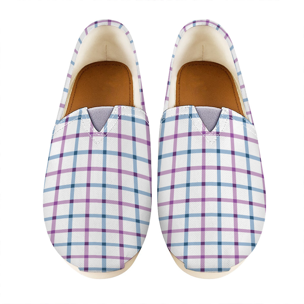 Blue And Purple Tattersall Pattern Print Casual Shoes