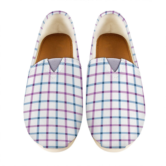 Blue And Purple Tattersall Pattern Print Casual Shoes