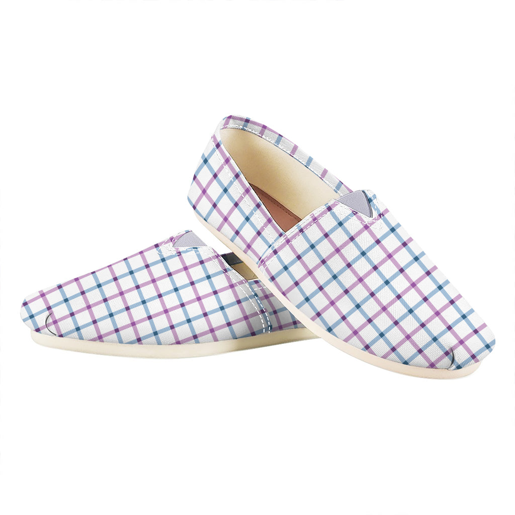 Blue And Purple Tattersall Pattern Print Casual Shoes