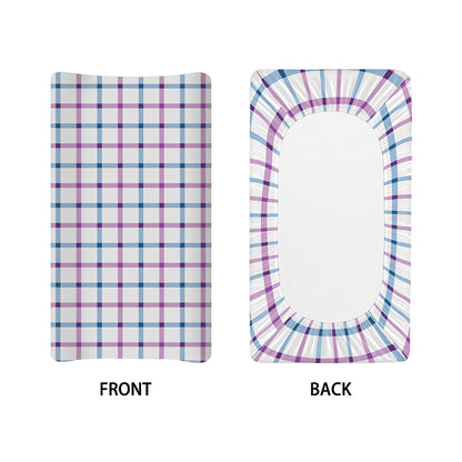 Blue And Purple Tattersall Pattern Print Changing Pad Cover