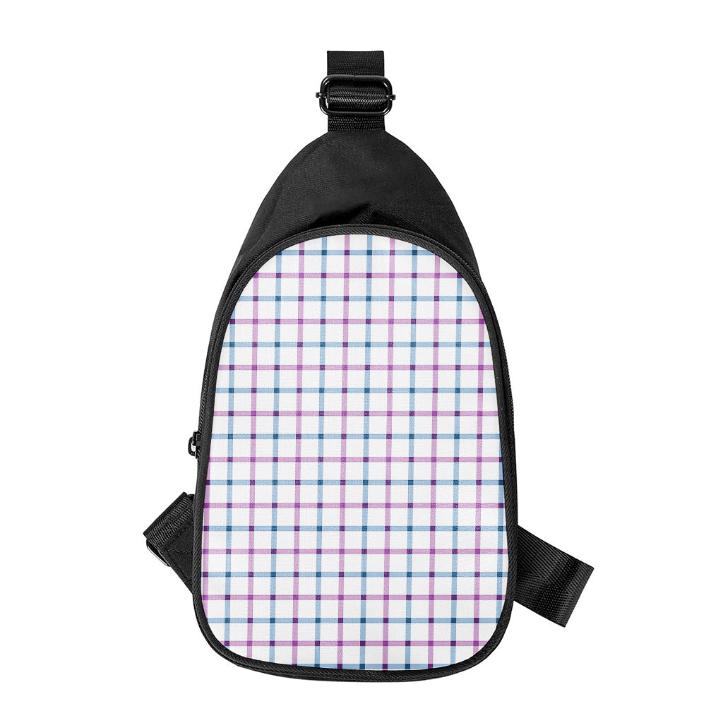 Blue And Purple Tattersall Pattern Print Chest Bag