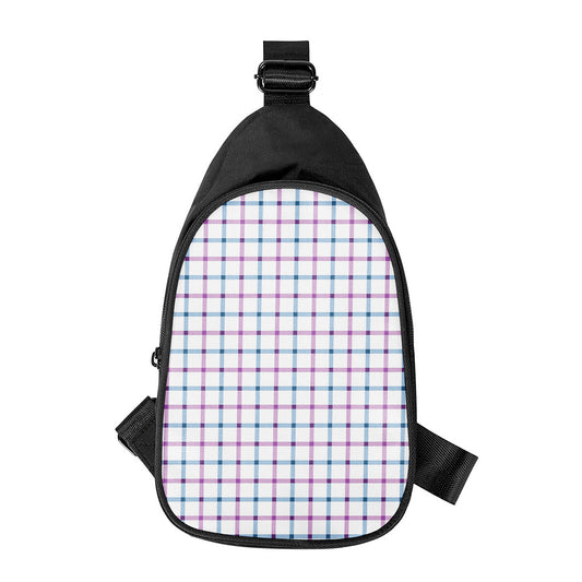 Blue And Purple Tattersall Pattern Print Chest Bag