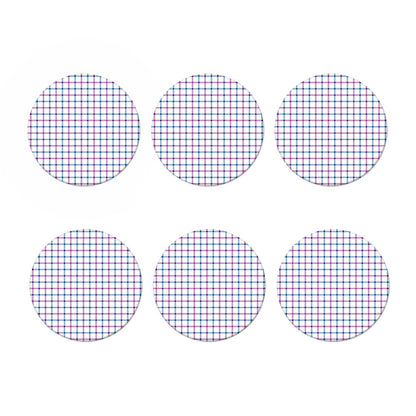 Blue And Purple Tattersall Pattern Print Coaster Set