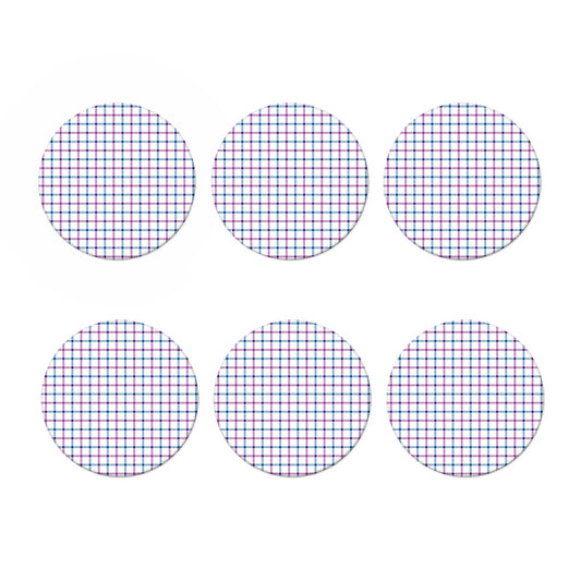 Blue And Purple Tattersall Pattern Print Coaster Set