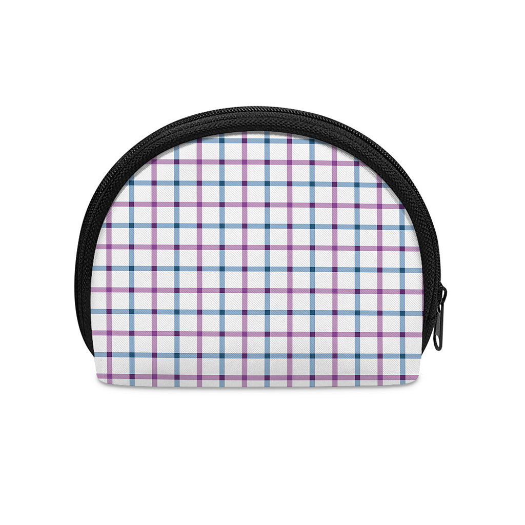Blue And Purple Tattersall Pattern Print Coin Purse