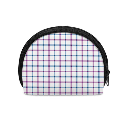 Blue And Purple Tattersall Pattern Print Coin Purse