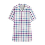 Blue And Purple Tattersall Pattern Print Cotton Hawaiian Shirt