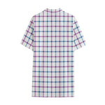 Blue And Purple Tattersall Pattern Print Cotton Hawaiian Shirt