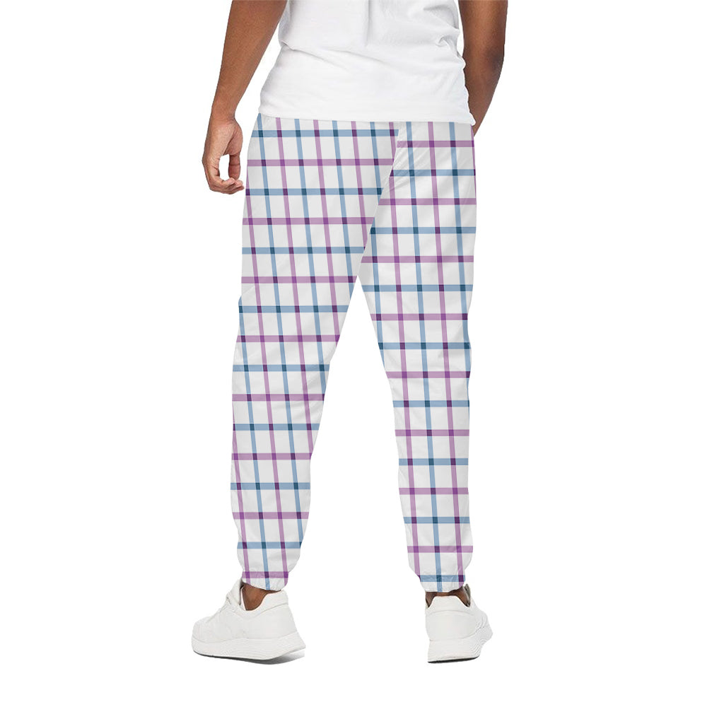 Blue And Purple Tattersall Pattern Print Cotton Pants