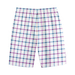 Blue And Purple Tattersall Pattern Print Cotton Shorts