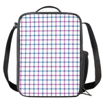 Blue And Purple Tattersall Pattern Print Crossbody Lunch Bag