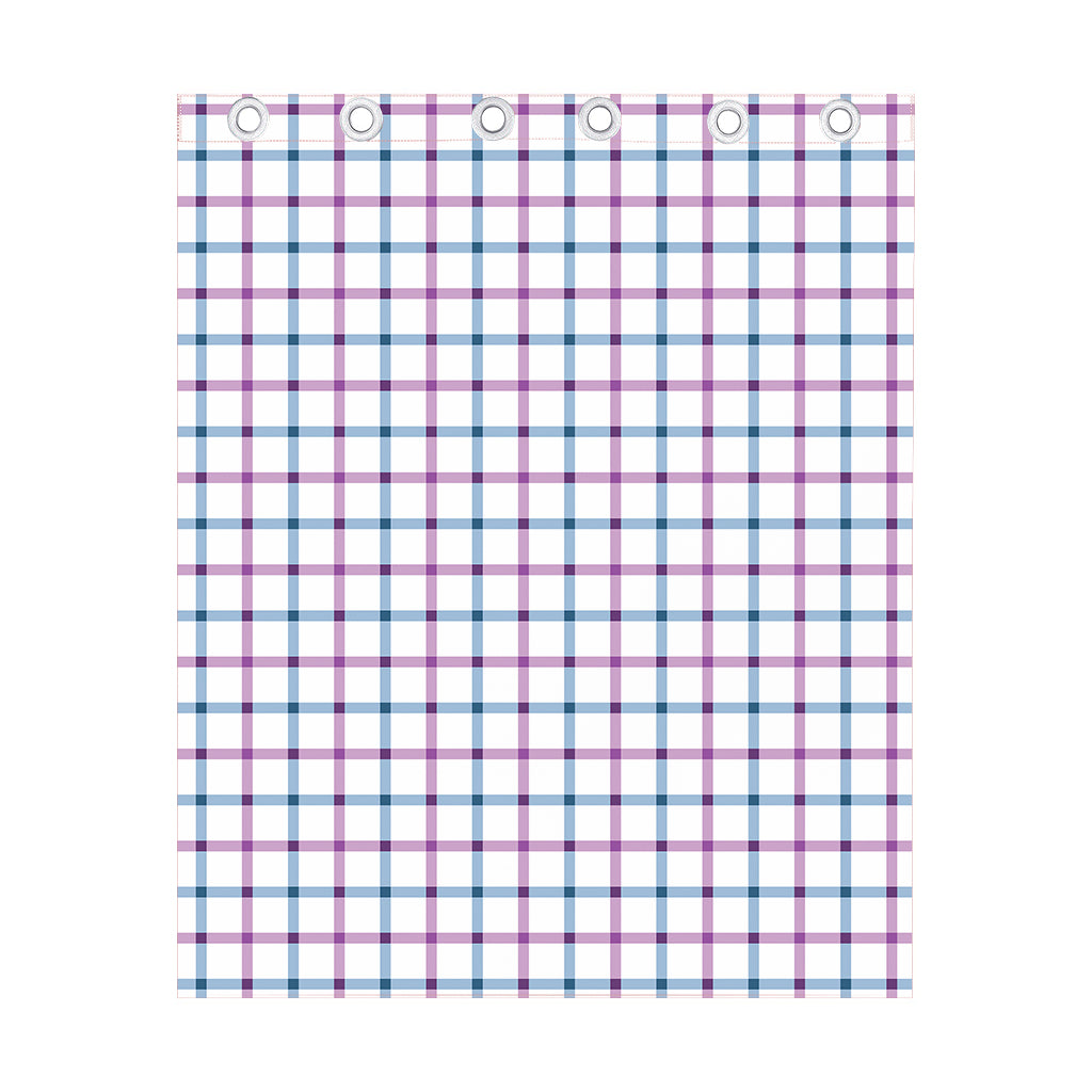 Blue And Purple Tattersall Pattern Print Curtain