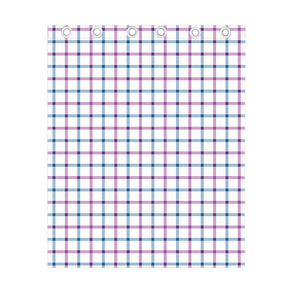 Blue And Purple Tattersall Pattern Print Curtain