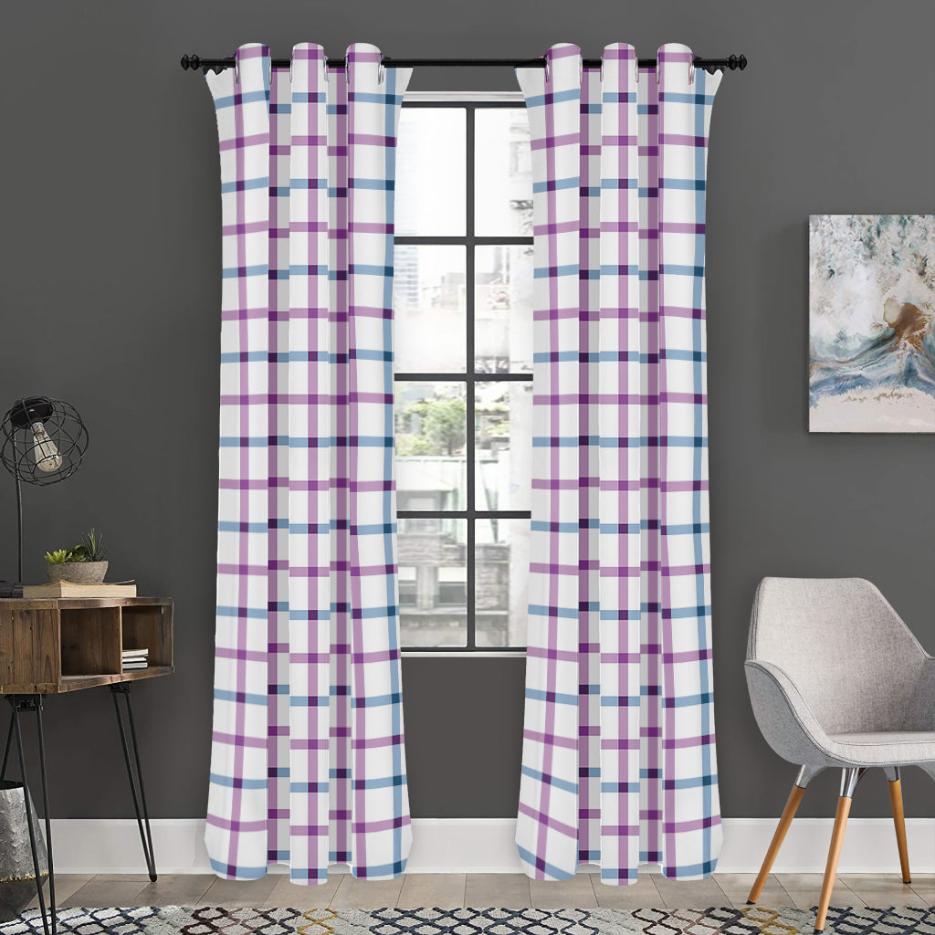 Blue And Purple Tattersall Pattern Print Curtain