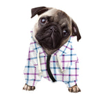 Blue And Purple Tattersall Pattern Print Dog Zip Up Hoodie