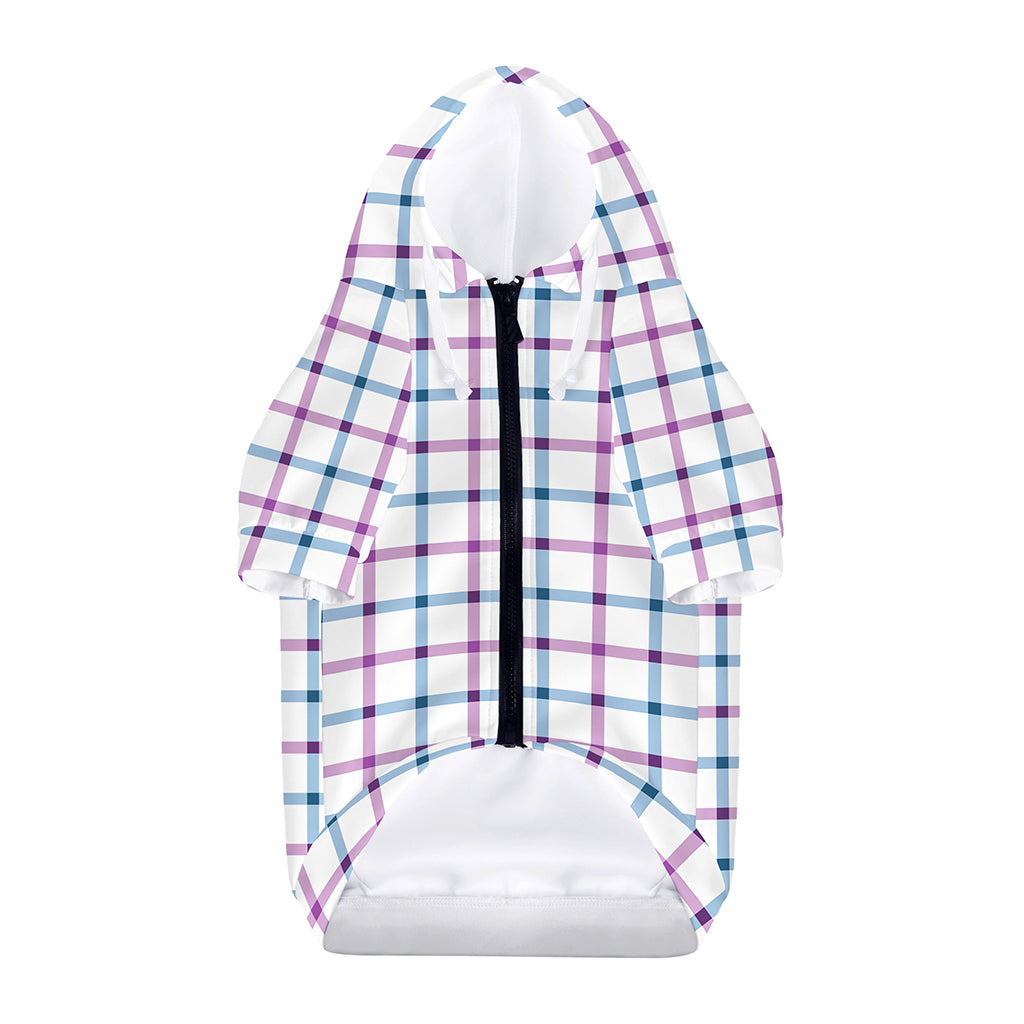 Blue And Purple Tattersall Pattern Print Dog Zip Up Hoodie