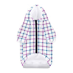 Blue And Purple Tattersall Pattern Print Dog Zip Up Hoodie