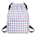 Blue And Purple Tattersall Pattern Print Drawstring Backpack