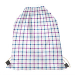 Blue And Purple Tattersall Pattern Print Drawstring Bag