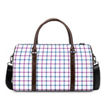 Blue And Purple Tattersall Pattern Print Duffle Bag