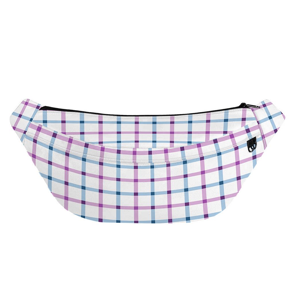 Blue And Purple Tattersall Pattern Print Fanny Pack