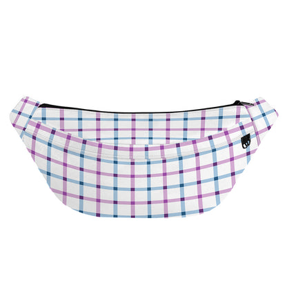 Blue And Purple Tattersall Pattern Print Fanny Pack