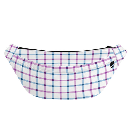 Blue And Purple Tattersall Pattern Print Fanny Pack