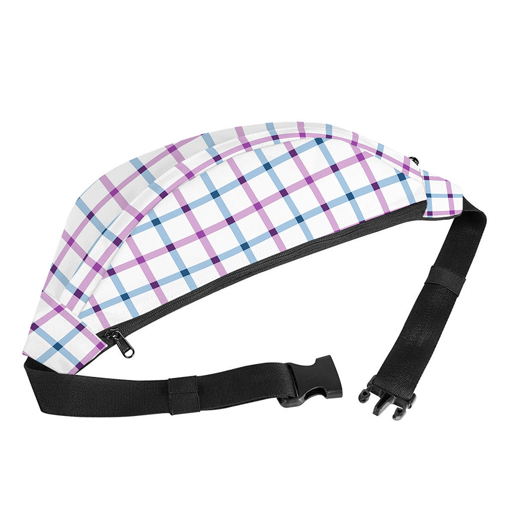 Blue And Purple Tattersall Pattern Print Fanny Pack