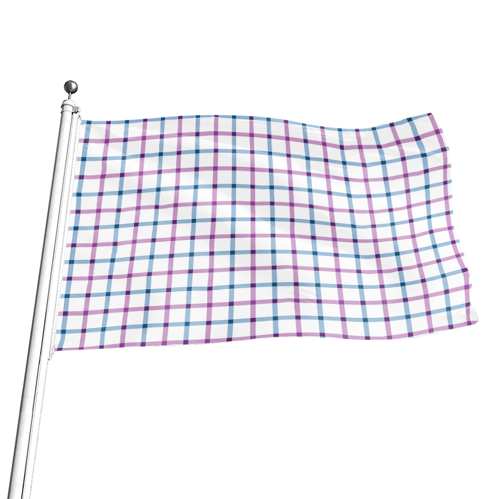 Blue And Purple Tattersall Pattern Print Flag