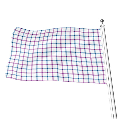 Blue And Purple Tattersall Pattern Print Flag