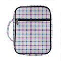 Blue And Purple Tattersall Pattern Print Front Pocket Bible Bag