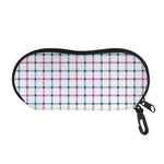 Blue And Purple Tattersall Pattern Print Glasses Case