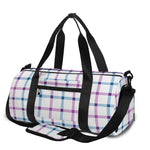 Blue And Purple Tattersall Pattern Print Gym Bag