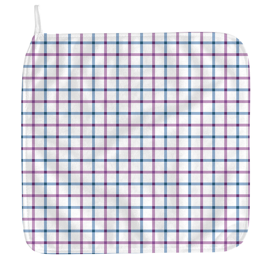Blue And Purple Tattersall Pattern Print Hand Towel