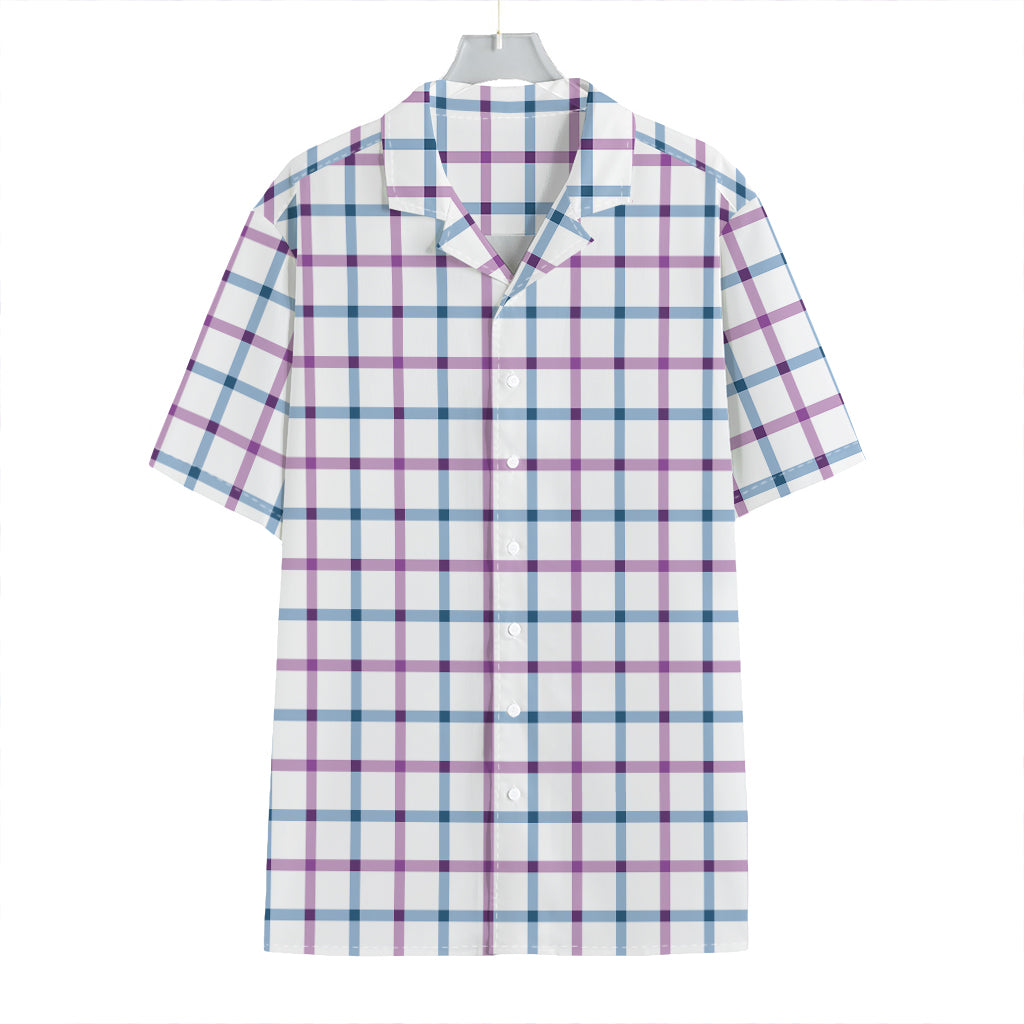 Blue And Purple Tattersall Pattern Print Hawaiian Shirt