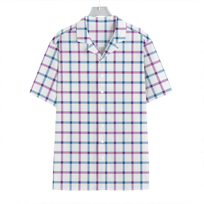 Blue And Purple Tattersall Pattern Print Hawaiian Shirt