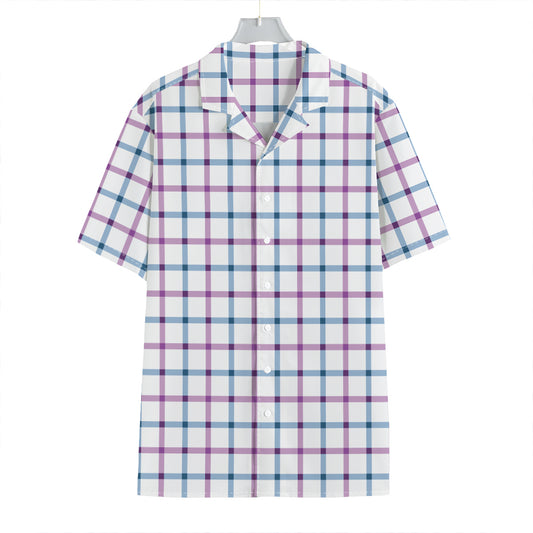 Blue And Purple Tattersall Pattern Print Hawaiian Shirt