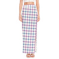 Blue And Purple Tattersall Pattern Print High Slit Maxi Skirt