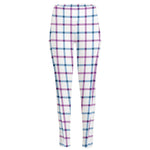 Blue And Purple Tattersall Pattern Print High-Waisted Pocket Leggings