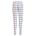 Blue And Purple Tattersall Pattern Print High-Waisted Pocket Leggings