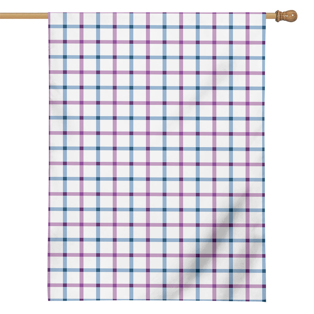 Blue And Purple Tattersall Pattern Print House Flag