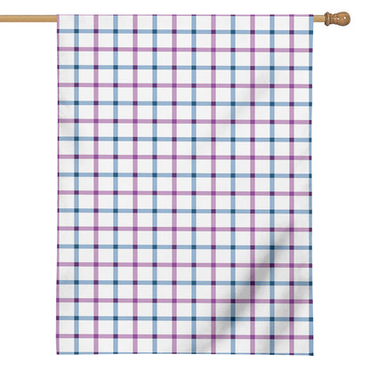 Blue And Purple Tattersall Pattern Print House Flag