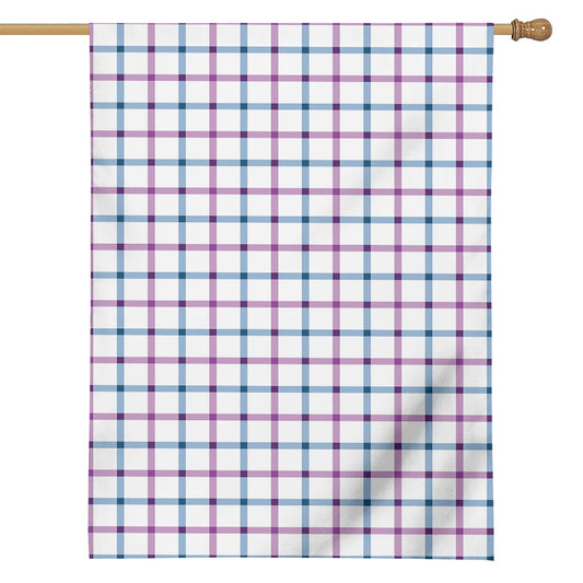 Blue And Purple Tattersall Pattern Print House Flag