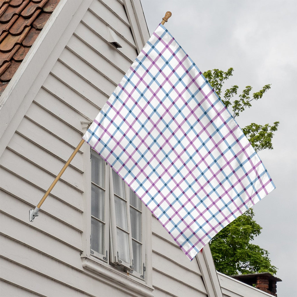 Blue And Purple Tattersall Pattern Print House Flag
