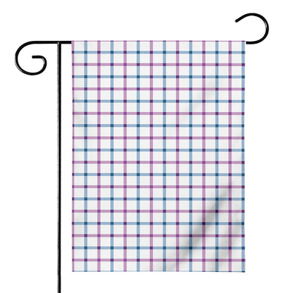 Blue And Purple Tattersall Pattern Print House Flag